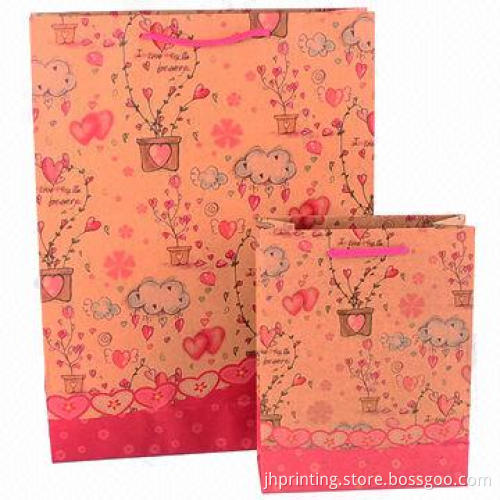 Printed Eco-friendly Paper Bag, Made of 100gsm Brown Kraft Paper, OEM Orders Accepted
